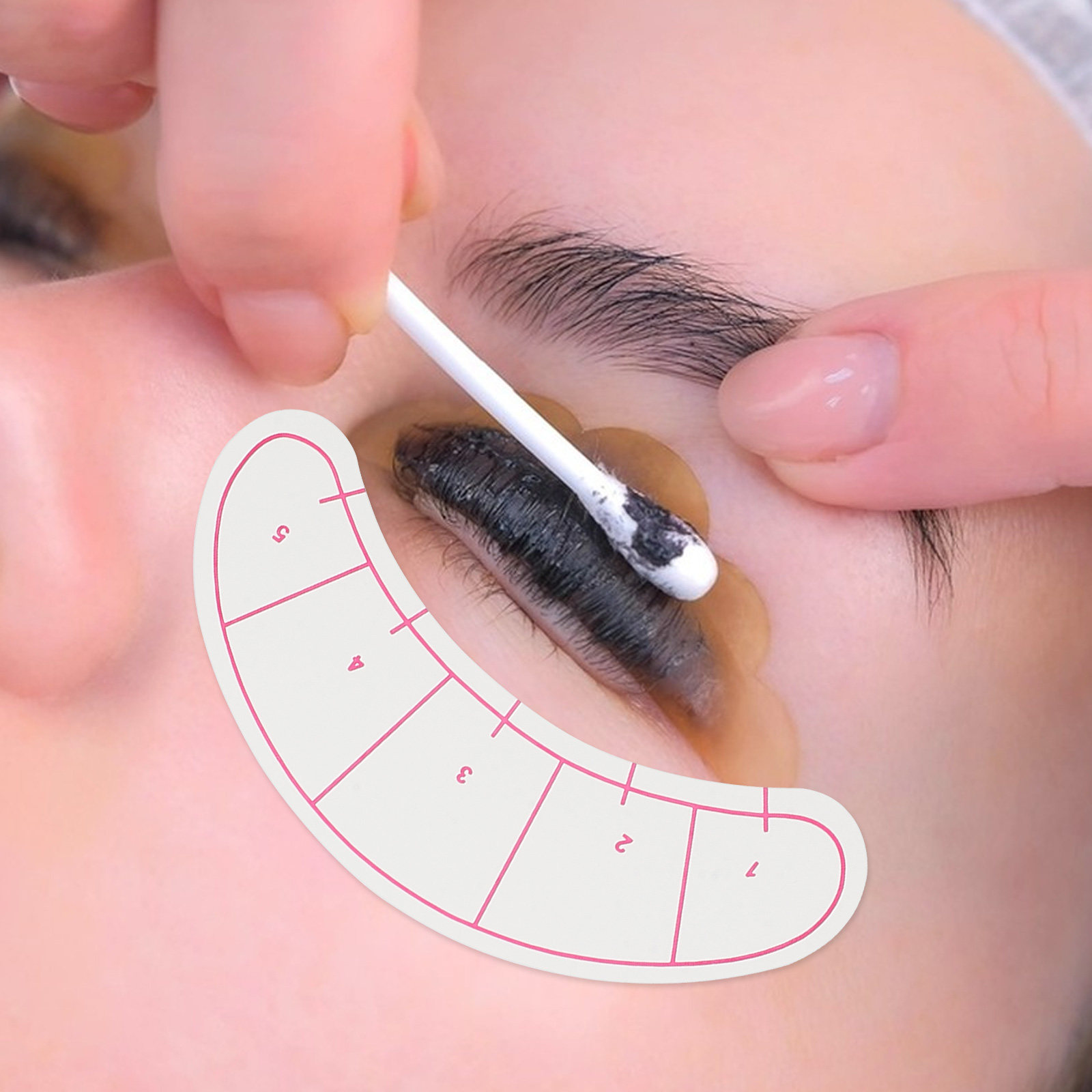 Lash Mapping Sticker - 10枚入りまつげエクステ用ペーパーパッチ、粘着スケールステッカー付き、学生練習用、プロ用まつげマッピング、分離用