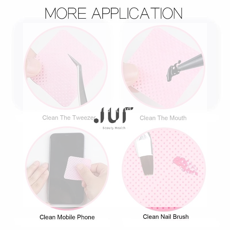 Eyelash Extension Eyelash - プロフェッショナルな糸くずの出ないネイルワイプ、まつげエクステ用グルーワイプ、ネイルポリッシュ除去ワイプ、サロン用200枚入り