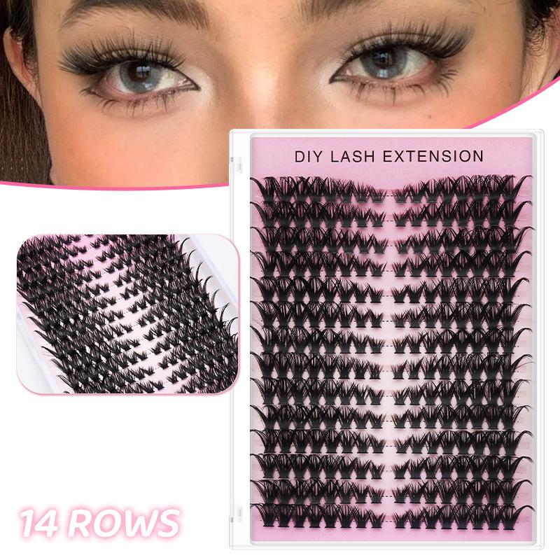 Eyelash Extension Natural - 20個入り DIYつけまつげ セルフエクステ ソフトボリューム ナチュラルルックまつげ 素早く美しくなるつけまつげ