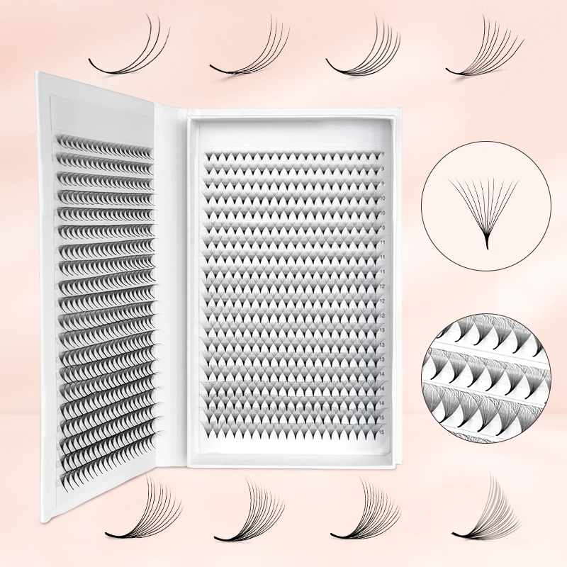 Eyelash Extension Double Volume - 800/1600 既成ボリュームラッシュファンとんがりベースプロメイド手作りブーケ Prefaits エクステンション Cils まつげ