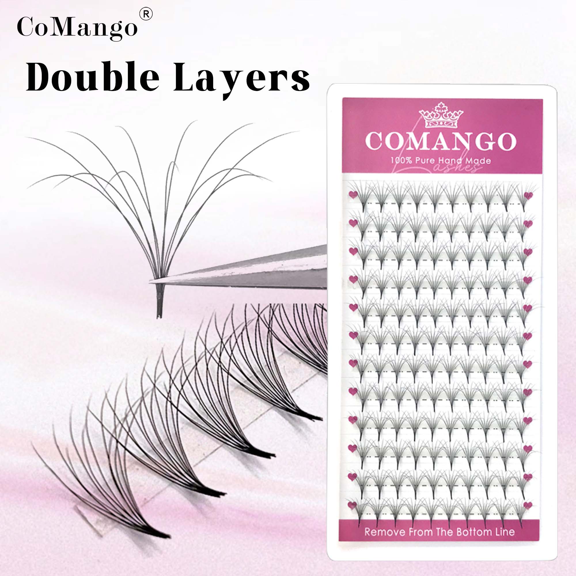 Mega Volume Lash - COMANGO かなり2層ふわふわプリメイドボリュームファンCD曲率バンドルブーケハイブリッドメガボリュームまつげエクステレディメイド長持ちつけつけまつげ