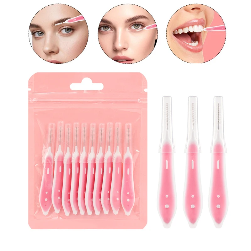 Eyelash Extension Eyelash - 10 個の眉毛ブラシミニ眉リフティングブラシ使い捨てメイクアップまつげツール歯間ブラシまつげエクステンション用品