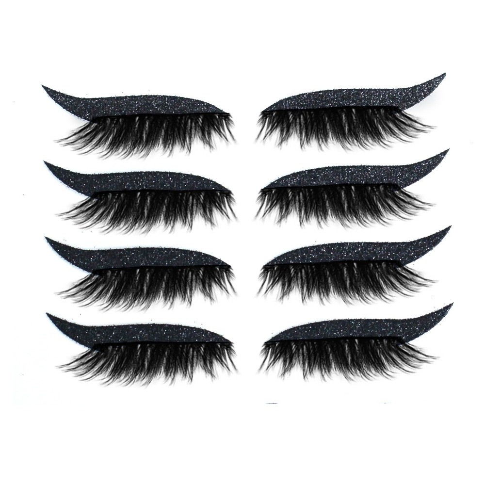 Lash Mapping Sticker - 4 ペア怠惰なアイシャドウまつげパッチ自己粘着アイライナーアイメイクステッカー防水再利用可能なつけまつげステッカー