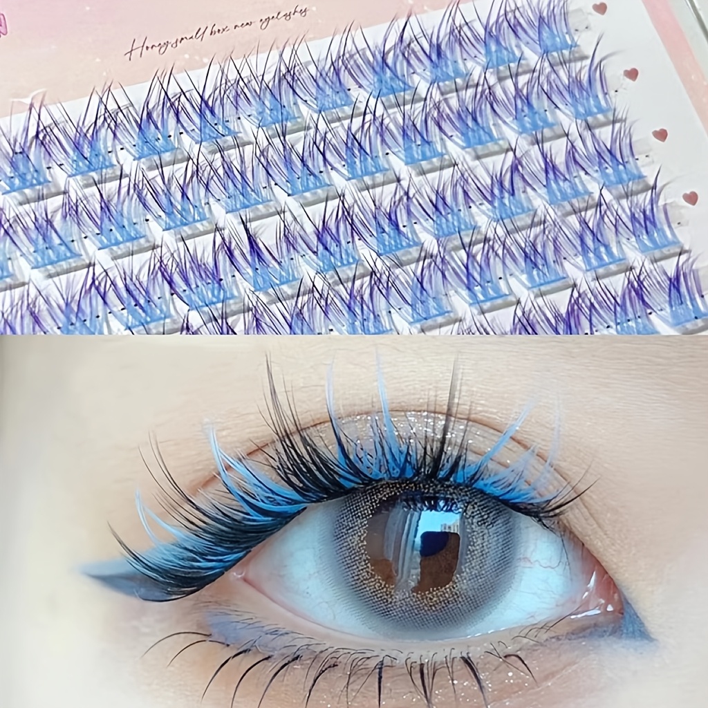 Eyelash Extension Eyelash - ミクシャオヘ カラフルまつげ 60束 簡単装着 ナチュラルマンガアイスタイル パーティー