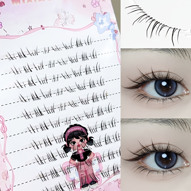 Eyelash Extension Natural - ミクシャオヘ スターリーマンガ 下まつげ クリアステム ふわふわ ナチュラル