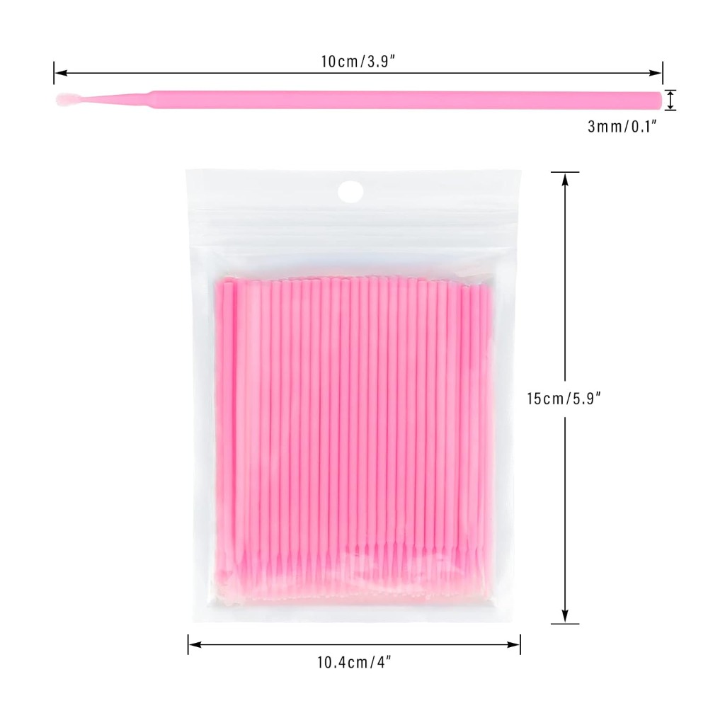 Eyelash Extension Eyelash - 500本入り使い捨てマイクロコットンスワブ 曲げられるまつげエクステンション用グルーリムーバーアプリケーターブラシ
