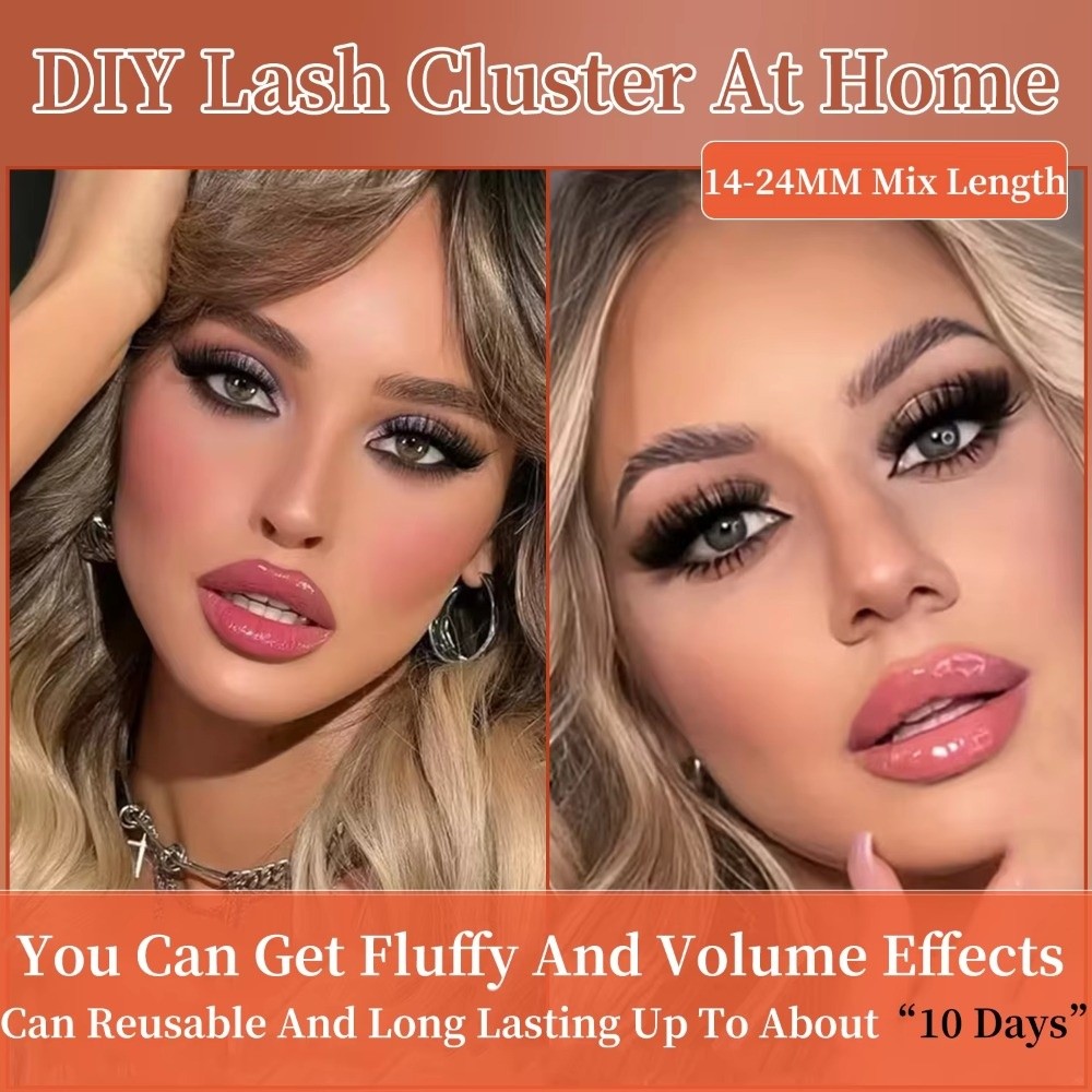 Mega Volume Lash - 長持ちするDカールつけまつげ メガボリューム 10-24mmミックスレングス まつげエクステ ラッシュクラスター メイクアップ強化