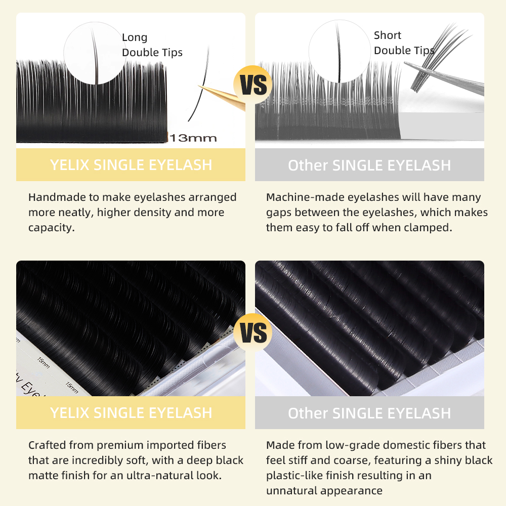 Yelix ダブルスプリットチップ エリプスフラット 個別つ - Eyelash Extension Double Volume のレビューと価格
