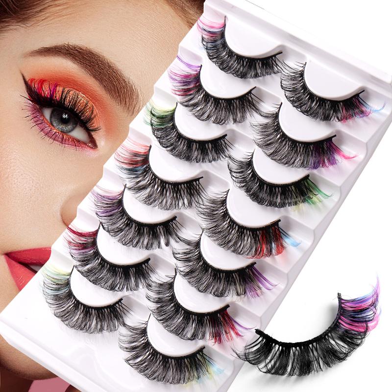 7ペア カラフルつけまつげ 3Dミンクカラー DDカール ふ - Eyelash Extension Natural のレビューと価格