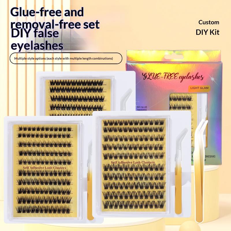新しいDIYまつげエクステキット、接着剤不要の個別まつげクラ - Eyelash Extension Natural のレビューと価格
