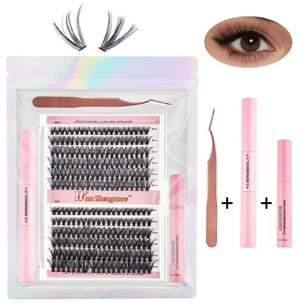 8-16mmの長さのつけまつげ、接着剤とシーラー付き、自然な - Eyelash Extension Natural のレビューと価格