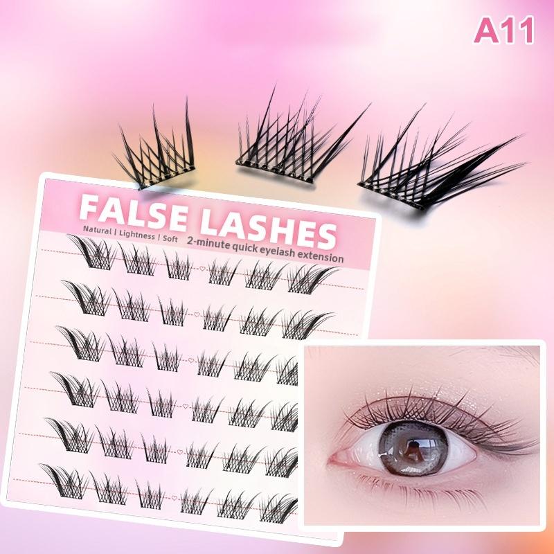 6列の密なナチュラルつけまつげ、接着剤不要、セグメント式まつ - Eyelash Extension Natural のレビューと価格
